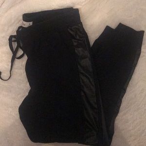 hollister joggers with pleather detail